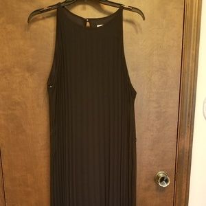 Full length black dress.